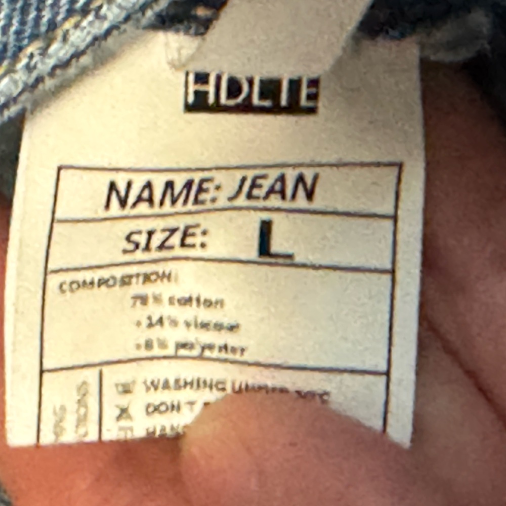 HDLTE Wide Leg Blue Jeans NWT Size L High Rise Straight Denim - Picture 5 of 12
